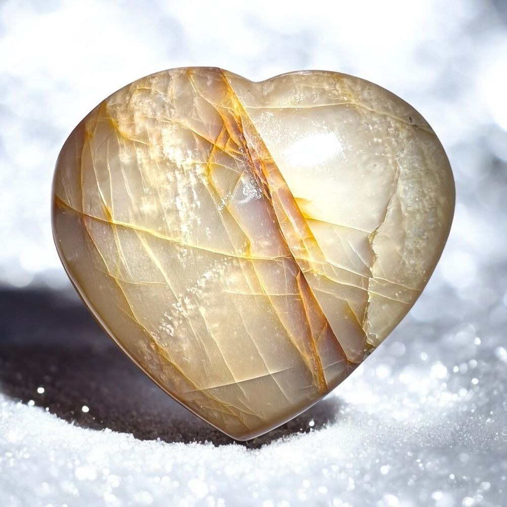 Peach‎ Moonstone Heart Carving